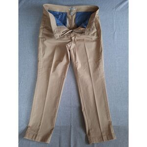 L.L. Bean Favorite Fit Women 10 Stretch Outdoor Ankle Pleated Pants Brown Cotton